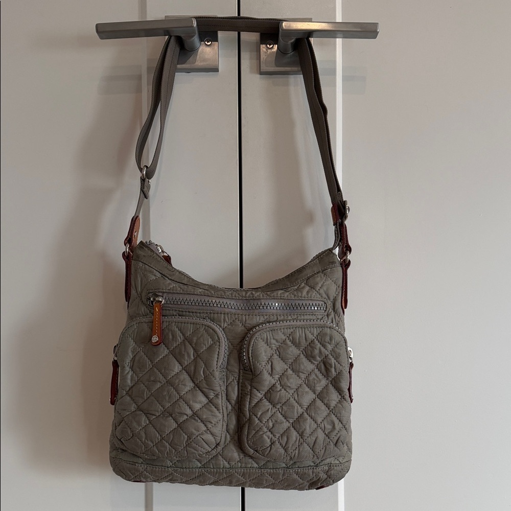 MZ Wallace Mia Quilted Crossbody Bag in Gray